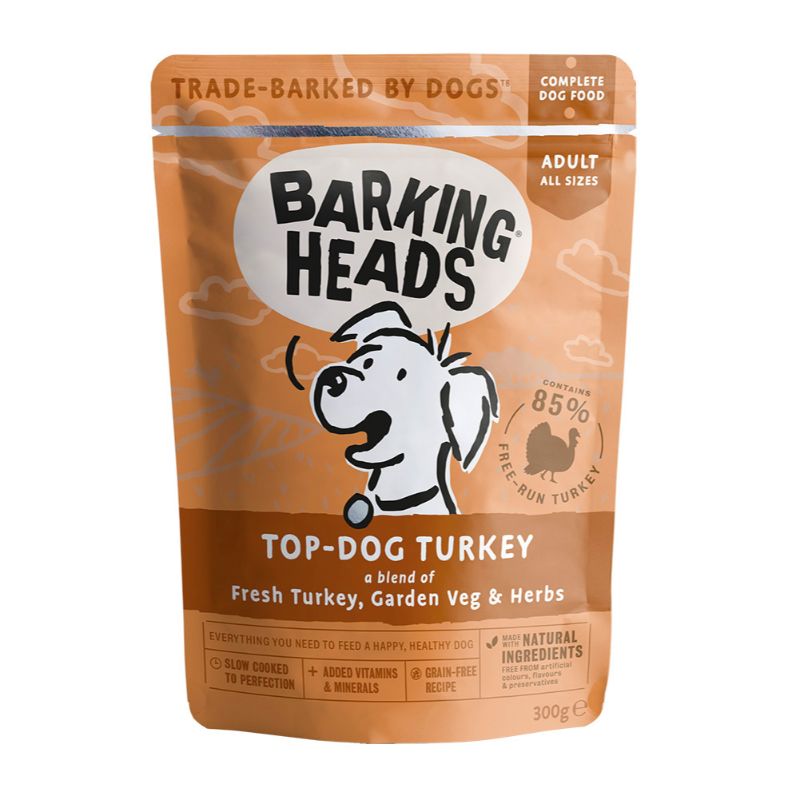 BARKING HEADS Top Dog Turkey konservai šunims su kalakutiena 300g 10vnt